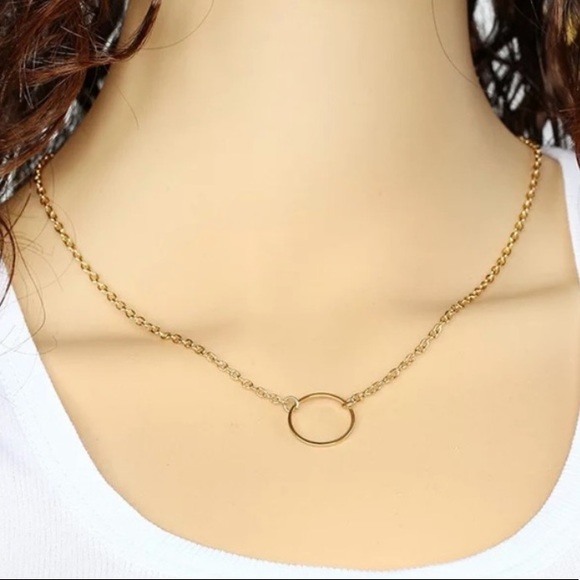 NEW Gold Single Circle Necklace - Picture 2 of 3